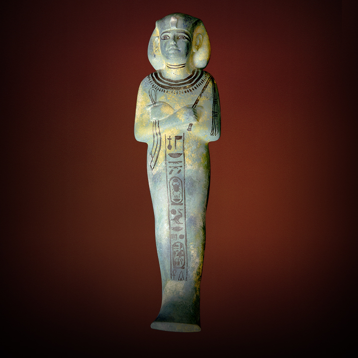 TURQUOISE GLAZED REIS SHABTI