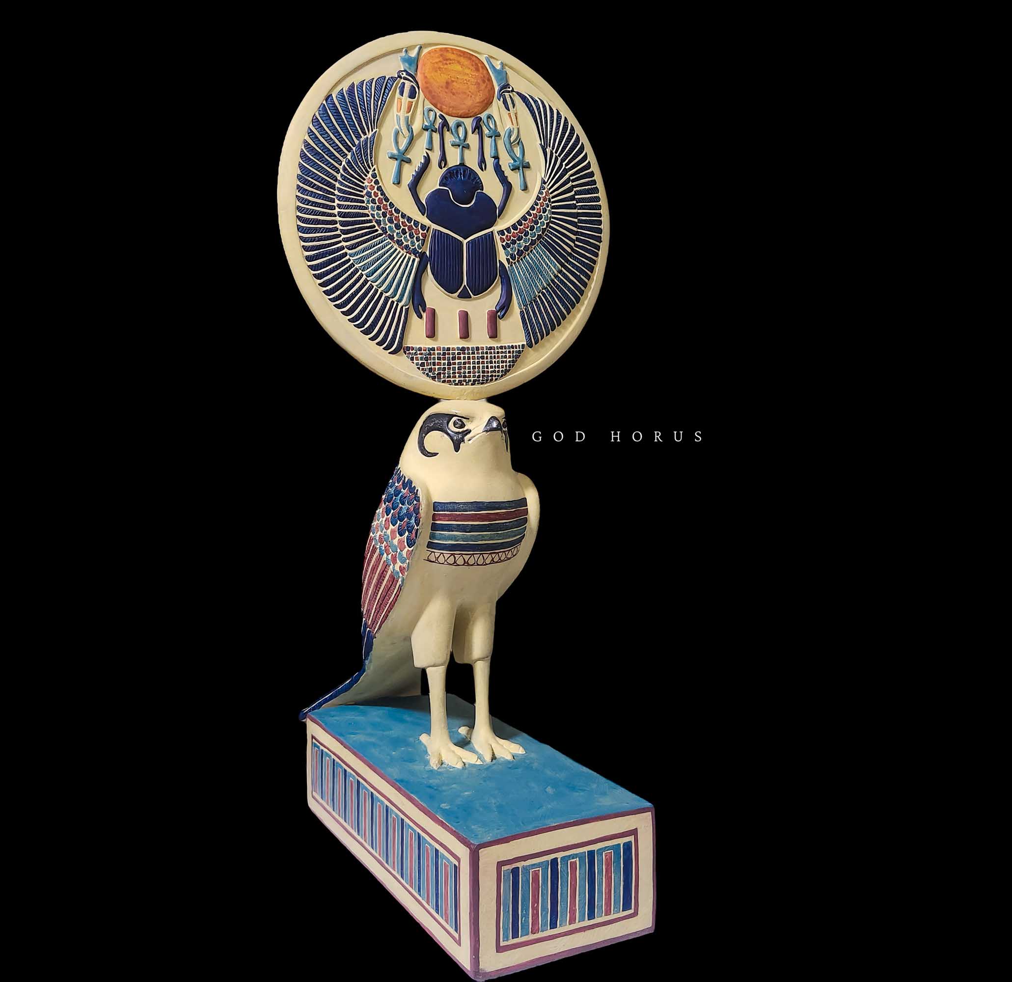 Egyptian God Horus God of the Sky, Museum replica Horus falcon statue.