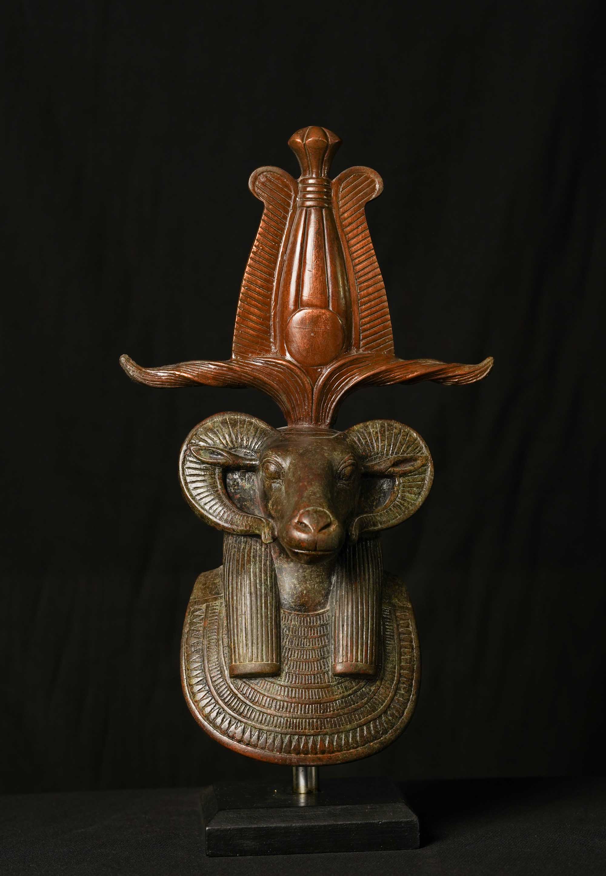 God Khnum Mask made in Egypt, Egyptian God Khnum Museum Mask , Ram head God Khnum.