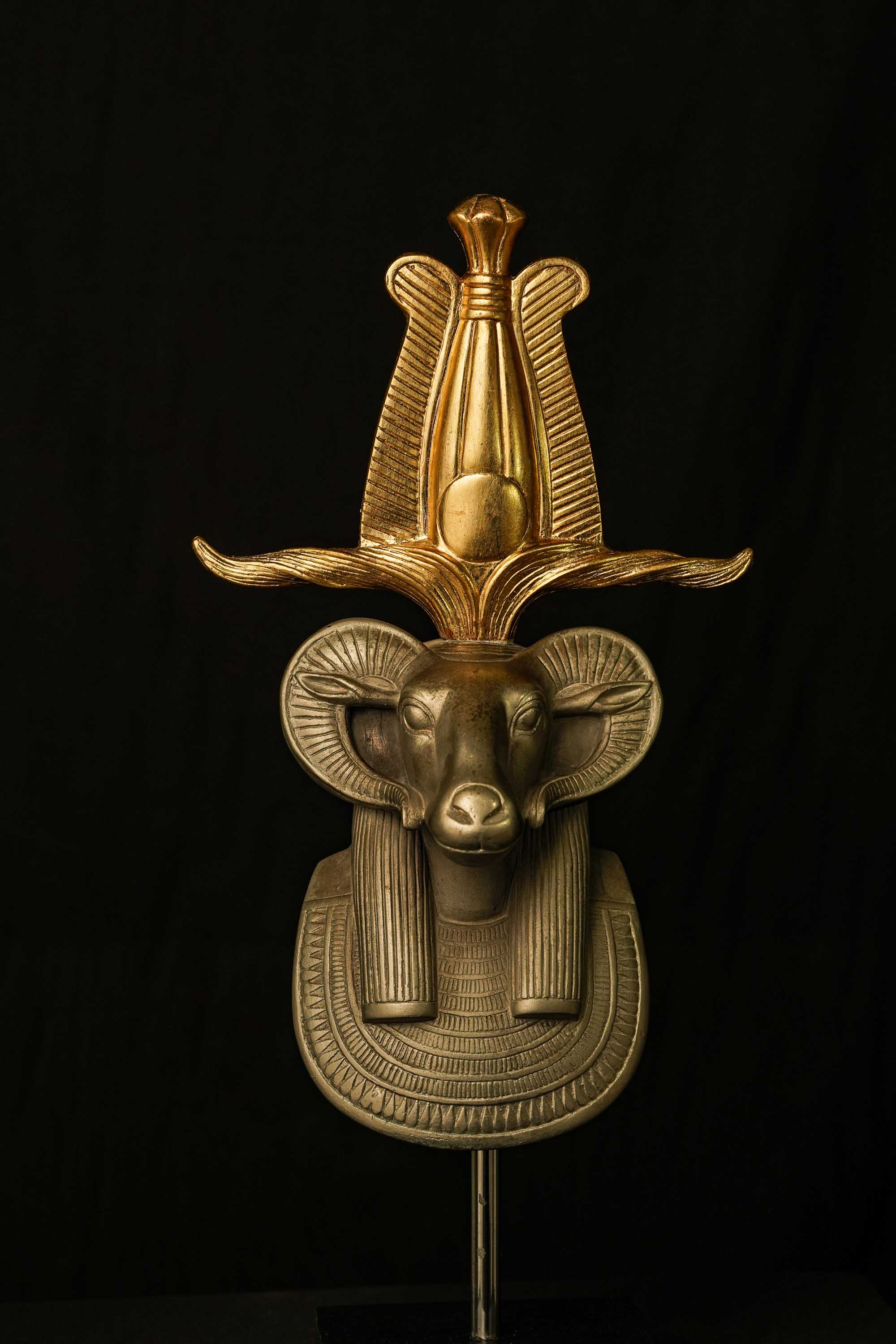 God Khnum Mask made in Egypt, Egyptian God Khnum Museum Mask , Ram head God Khnum.